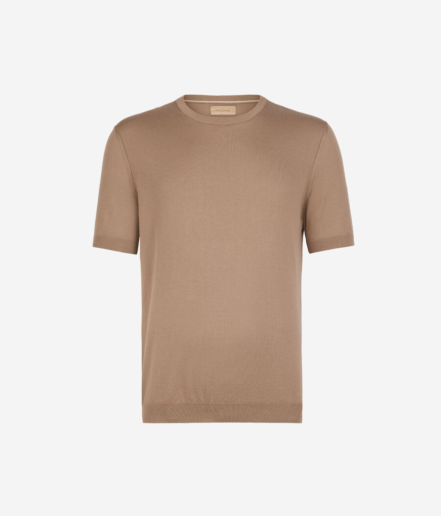 kortärmad t-shirt i fräsch bomull med rund hals