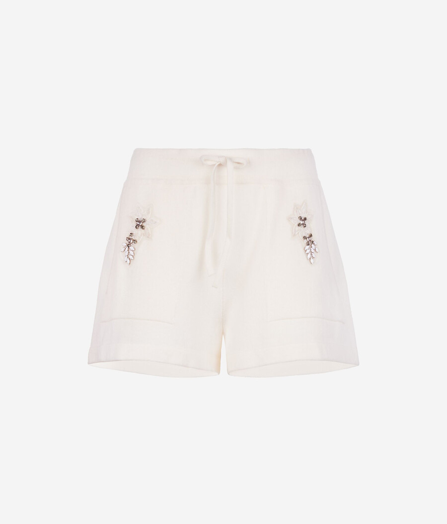 kashmirshorts med blombroderi