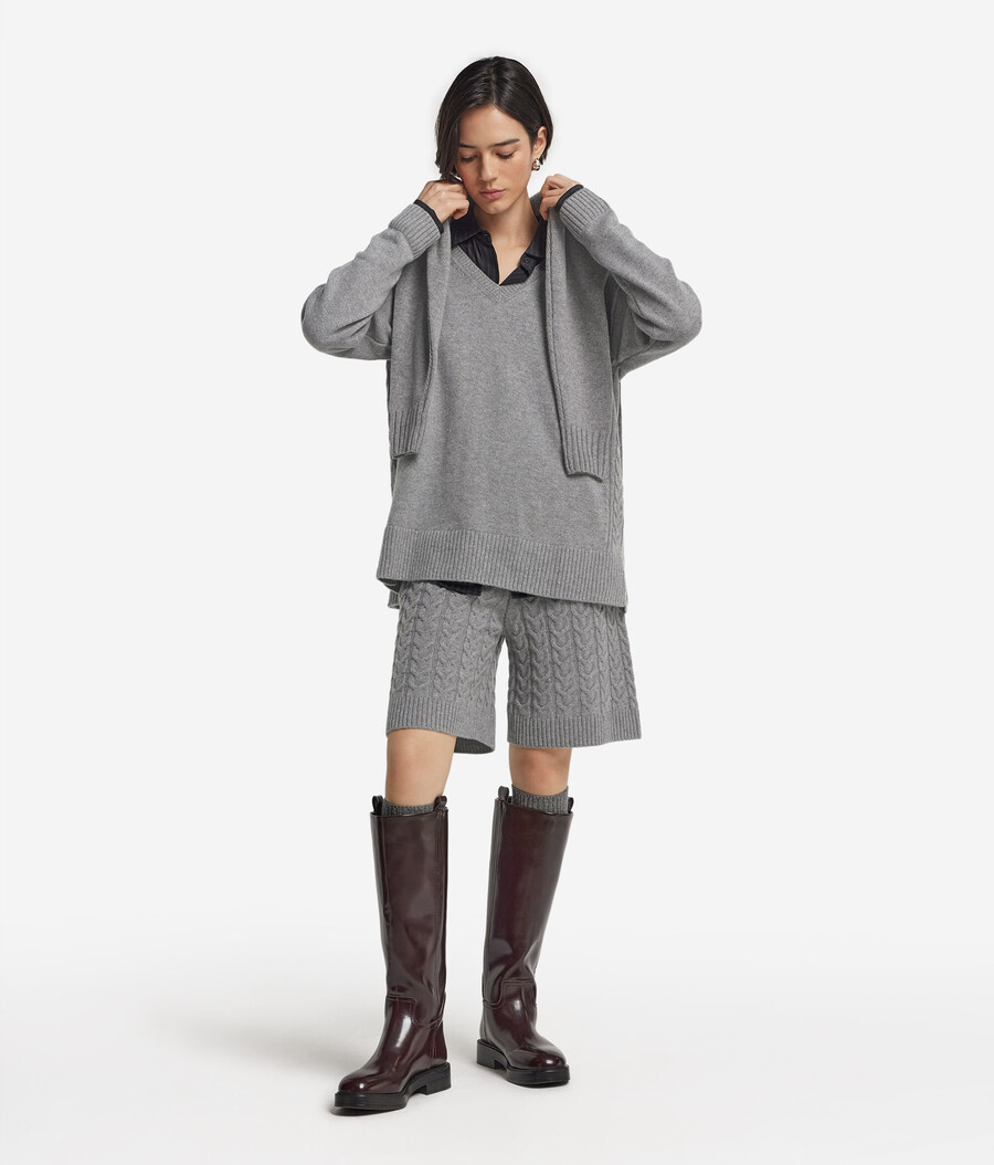 ultramjuka kashmirshorts med kabelstickning