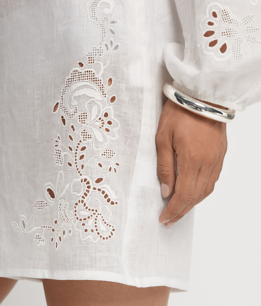 broderade linneshorts