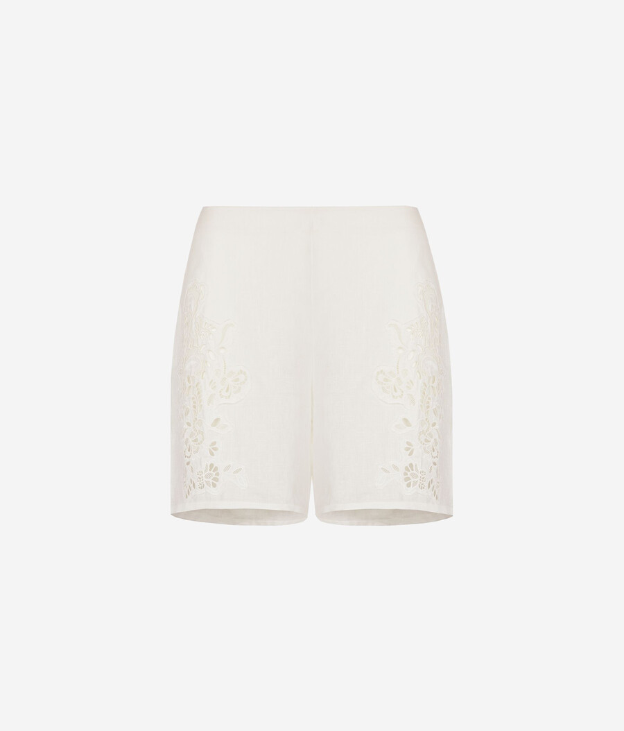 broderade linneshorts
