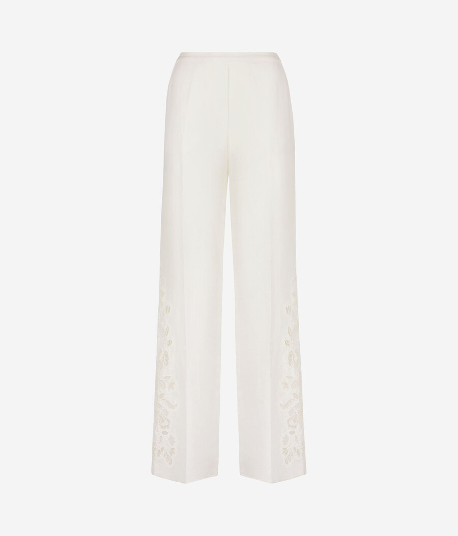 broderade linnebyxor
